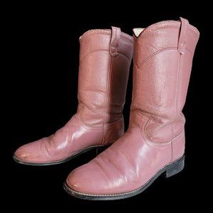 90's PINK Faded Cowgirl Western Ropers Boots Vintage Heart Charm M 5.5 | W 7